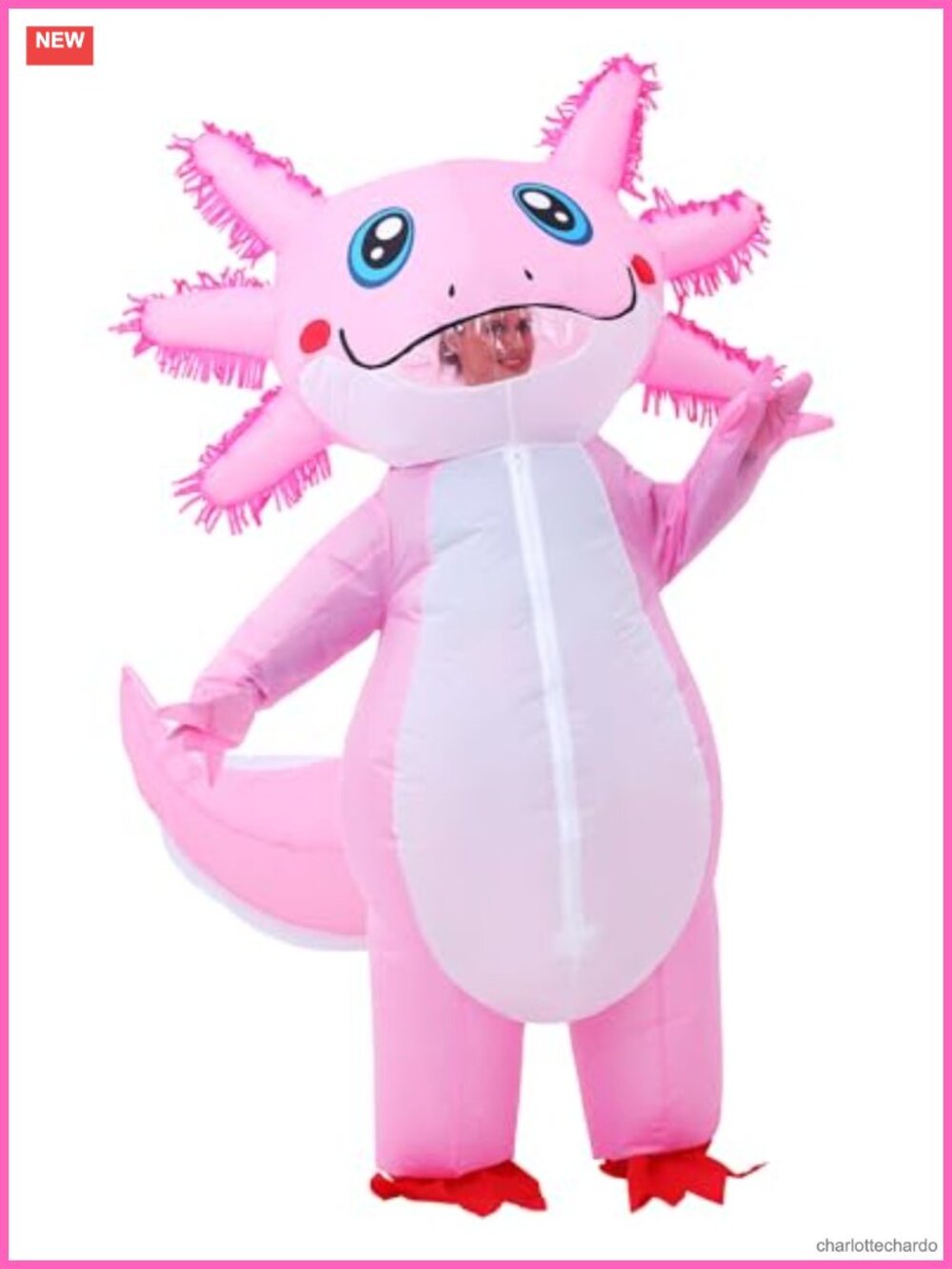 Inflatable Axolotl Costume Adult Full Body Blow Up Suit Halloween Party